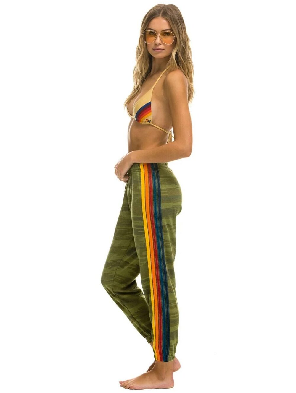 Aviator Nation 5 Stripe Camo Sweatpants Women’s XS Rainbow Joggers